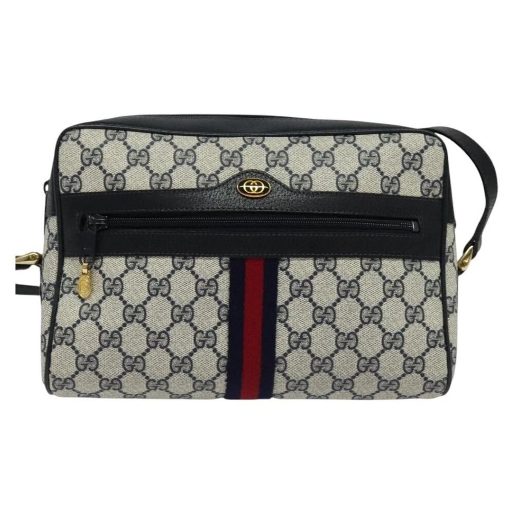 GUCCI GG Supreme Sherry Line Shoulder Bag PVC Navy Gold - Picture 8 of 16